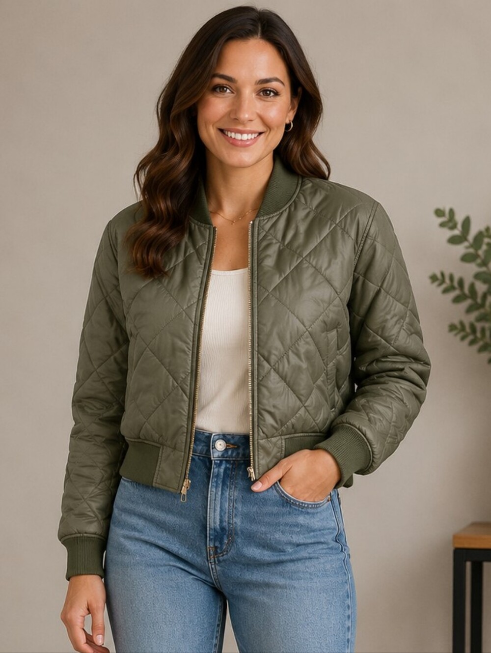 Lulu's Olive Green Quilted Jacket